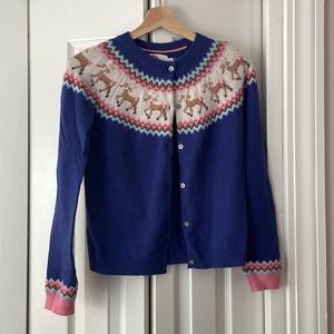 Mini Boden kid Holiday Fairisle Cardigan with reindeer size 11-12 years